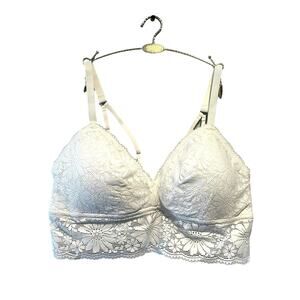 NWT Aerie White Lace Padded Bralette Size XL